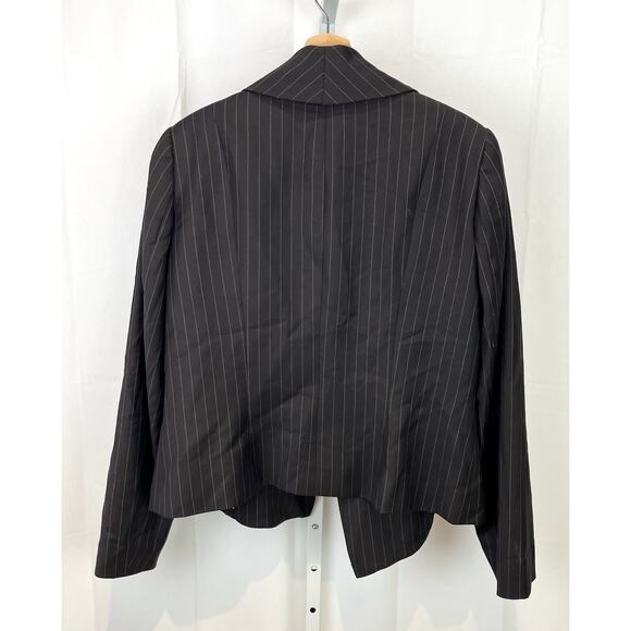 MARIA PINTO Size 16 Two Piece Suit Jacket Straight Skirt Pinstripe Kona Brown - Picture 4 of 16